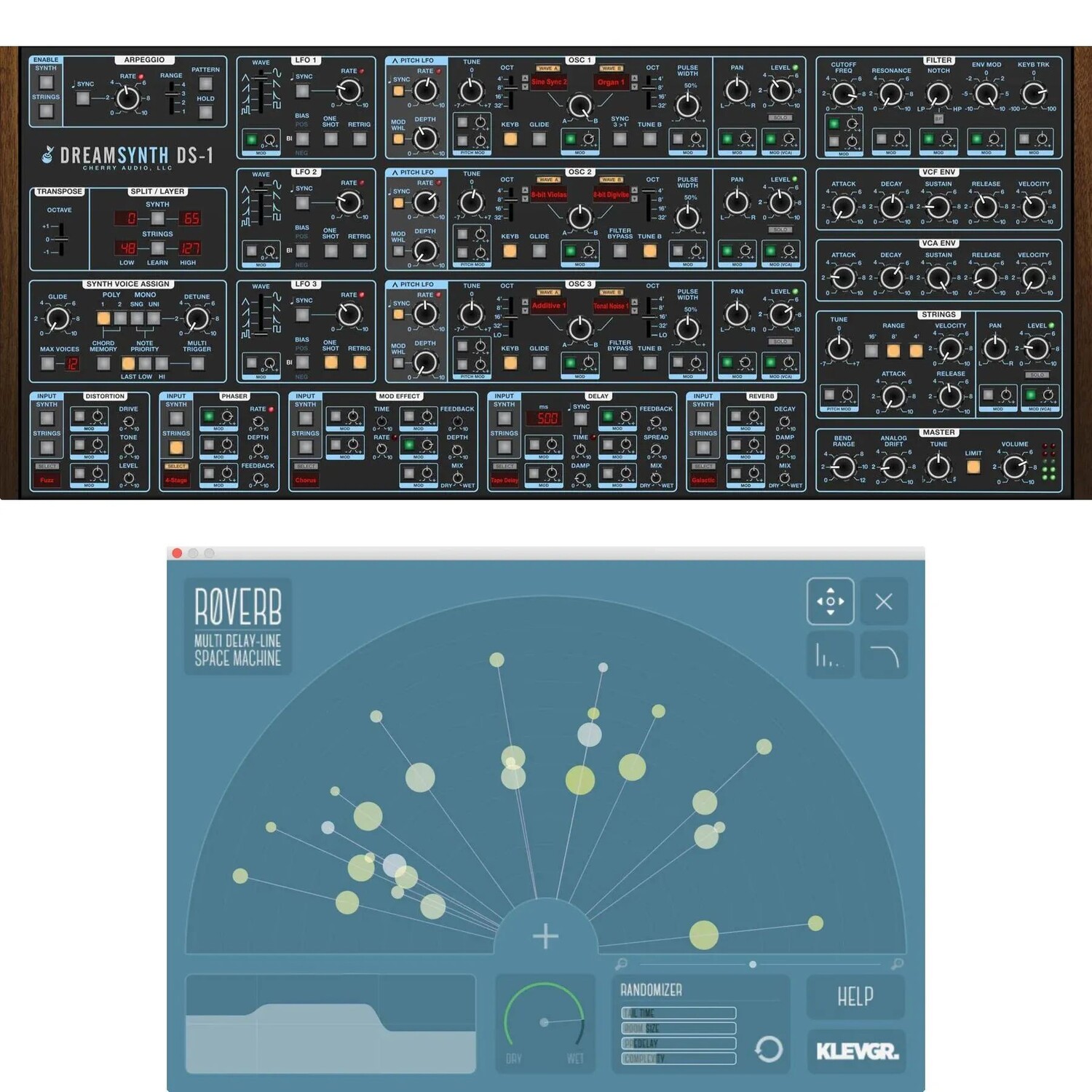 

Программный инструмент синтезатора Cherry Audio Dreamsynth и комплект плагинов Roverb Multi-Delay Spaces
