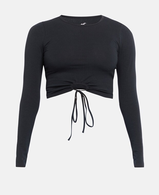 

Укороченный лонгслив Hollister, черный