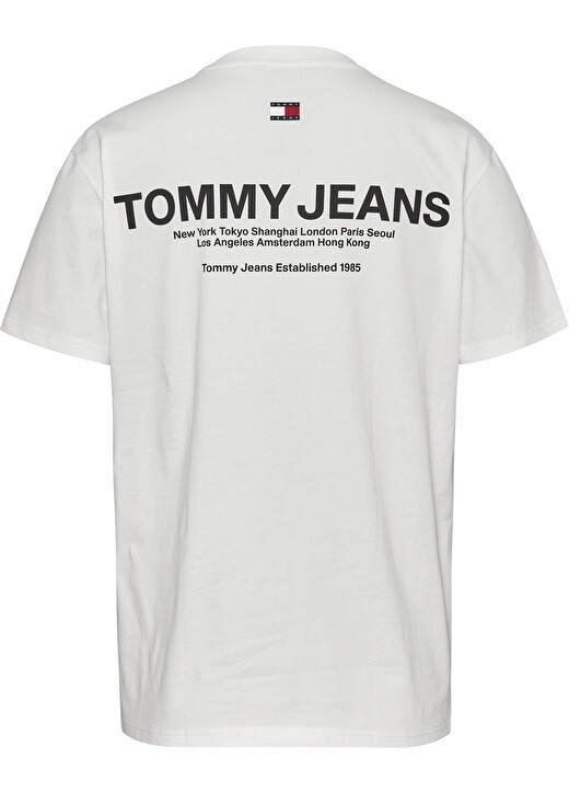 

Простая белая мужская футболка с круглым вырезом Tommy Jeans, Белый
