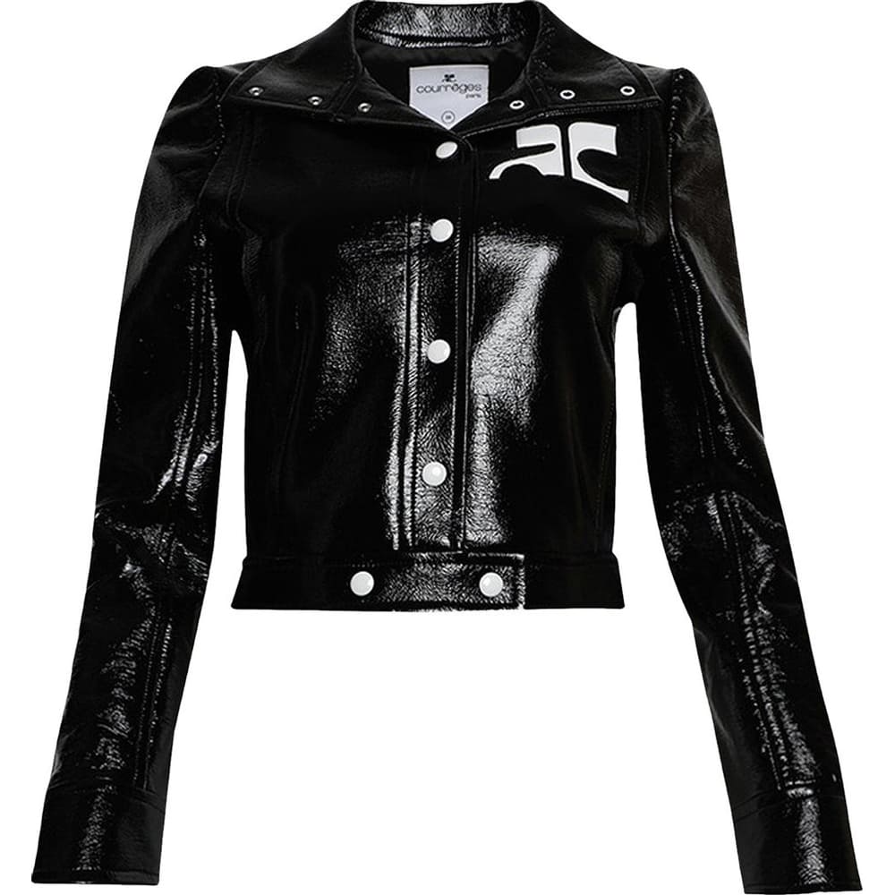 Куртка Courrèges Logo Print Faux Leather Cropped, черный куртка анорак zara wind protection faux leather cropped экрю