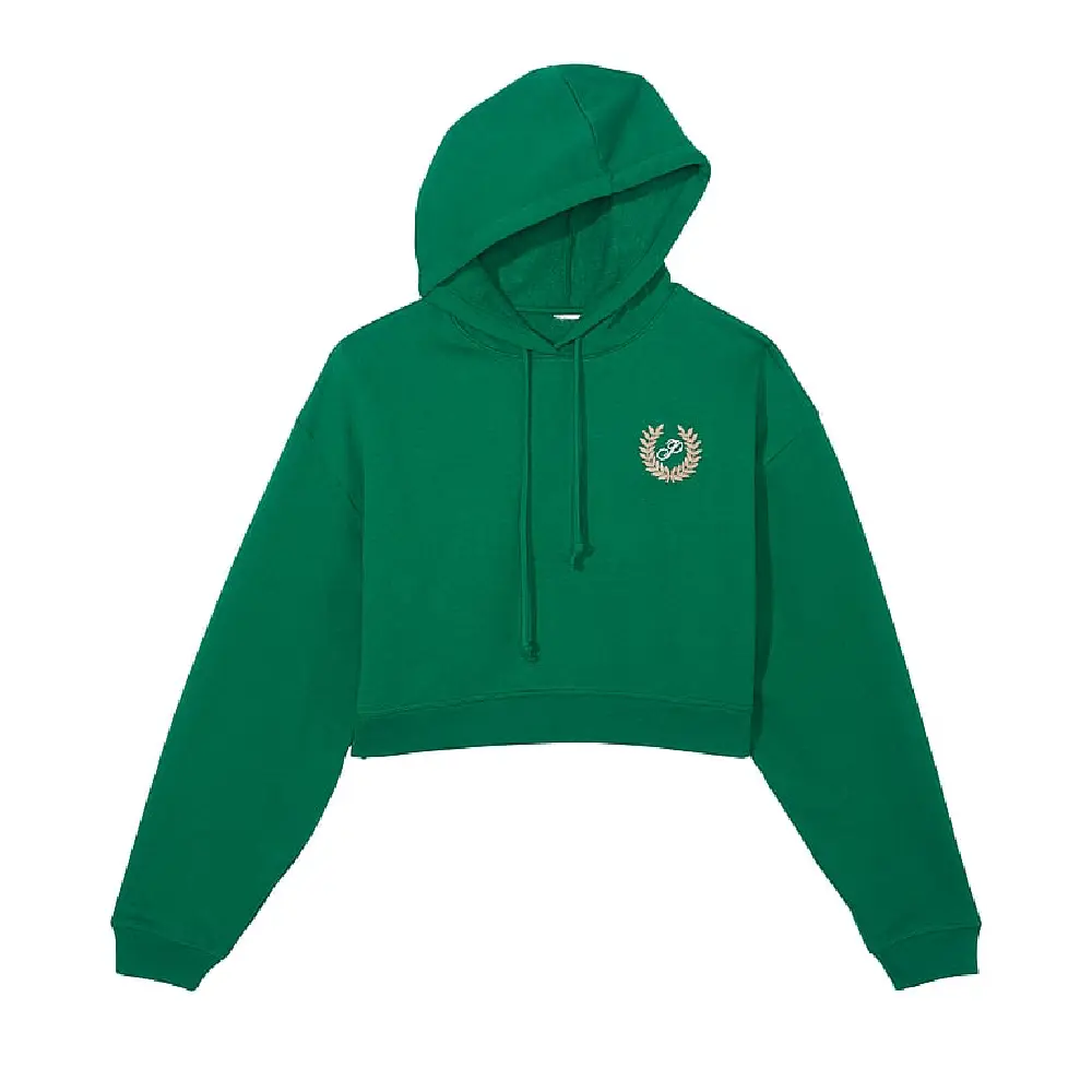 

Толстовка Victoria's Secret Pink Everyday Fleece Cropped, темно-зеленый
