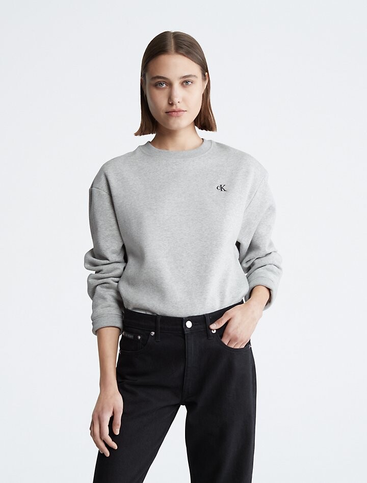 

Толстовка с круглым вырезом из флиса с логотипом Archive Calvin Klein, серый