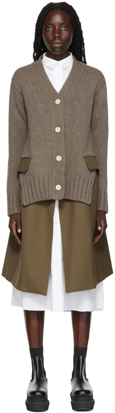 

Коричневое костюмное платье-миди sacai