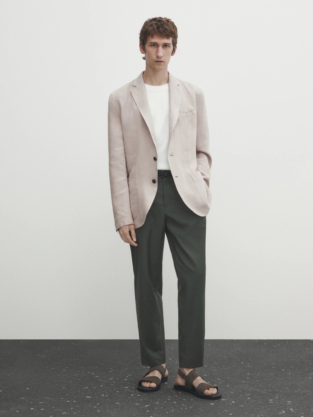 

Пиджак из красенного льна Massimo Dutti, бежевый