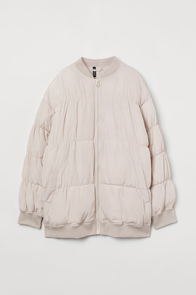 

Куртка-бомбер оверсайз H&M, светло-бежевый