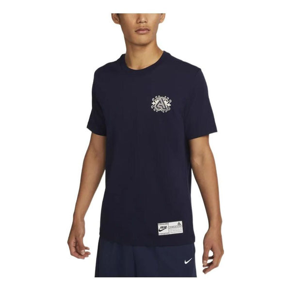 Футболка Men's Nike Geometry Pattern Printing Round Neck Short Sleeve Blue T-Shirt, Черный