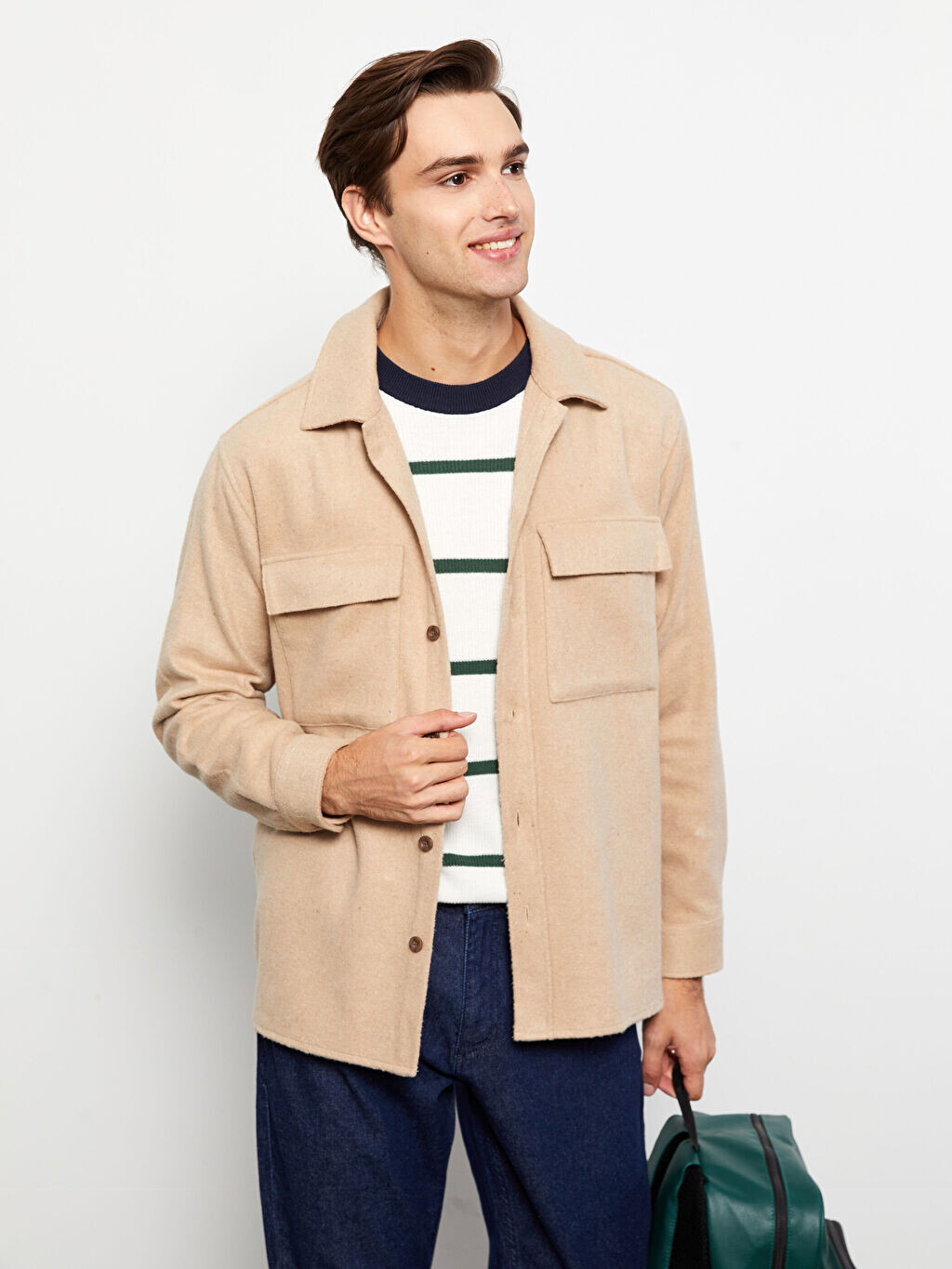 

Удобная мужская куртка-рубашка с длинным рукавом LCW Casual, Серый