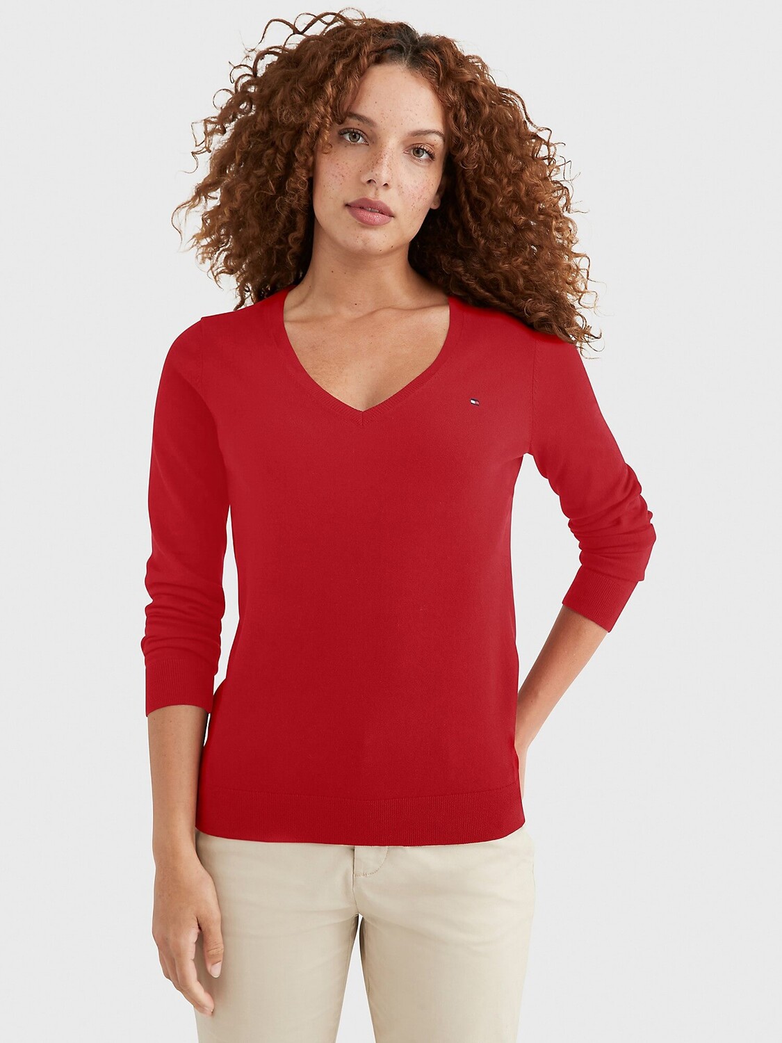 

Свитер Tommy Hilfiger Solid V-neck, красный