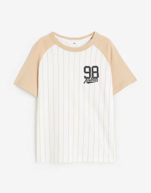 

Футболка с принтом H&M Printed Jersey, белый/бежевый