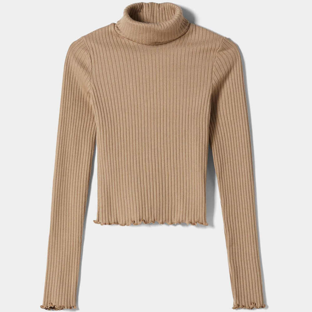 

Водолазка Bershka High Neck, темно-бежевый