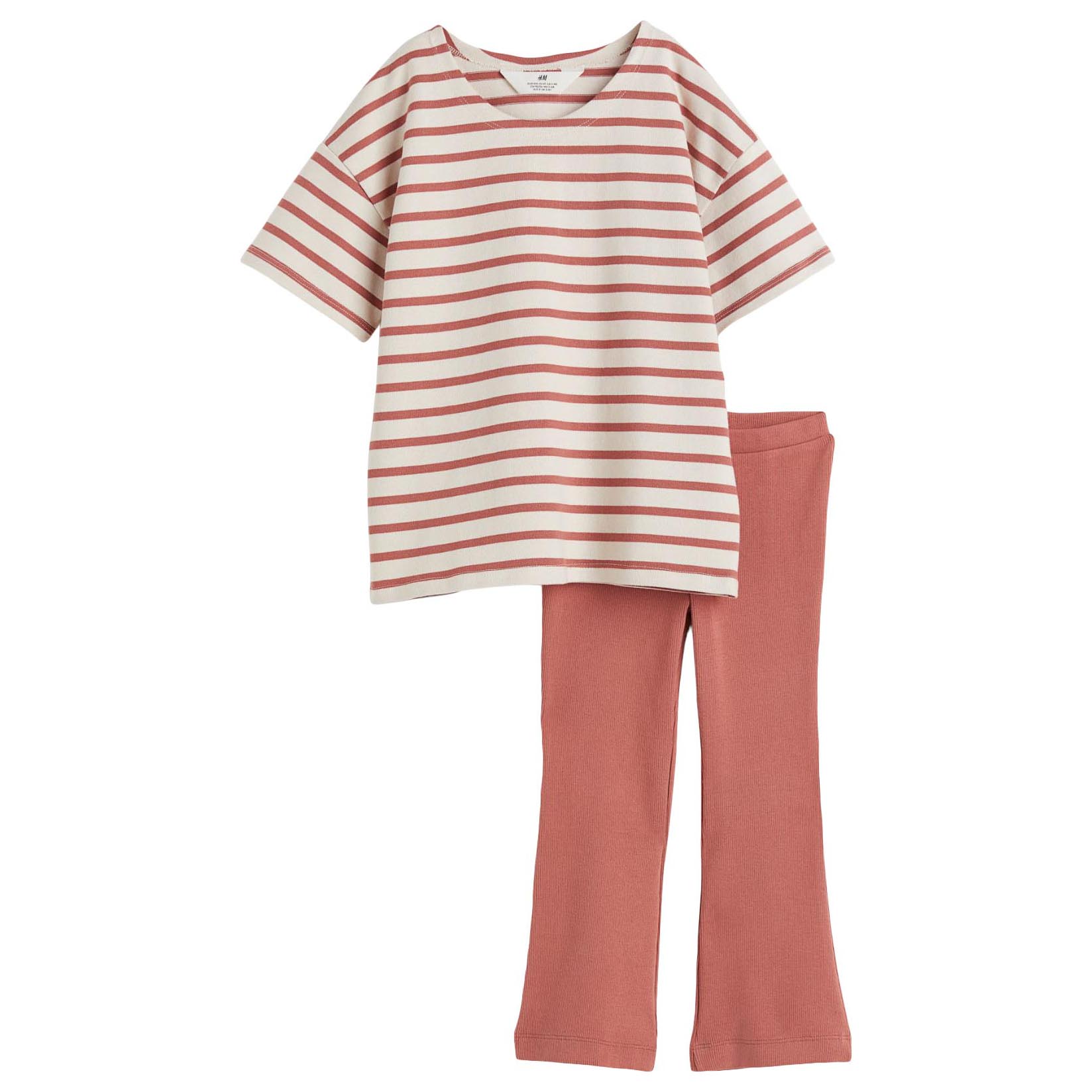 

Комплект одежды H&M Cotton Striped, 2 предмета, темный бежево-розовый