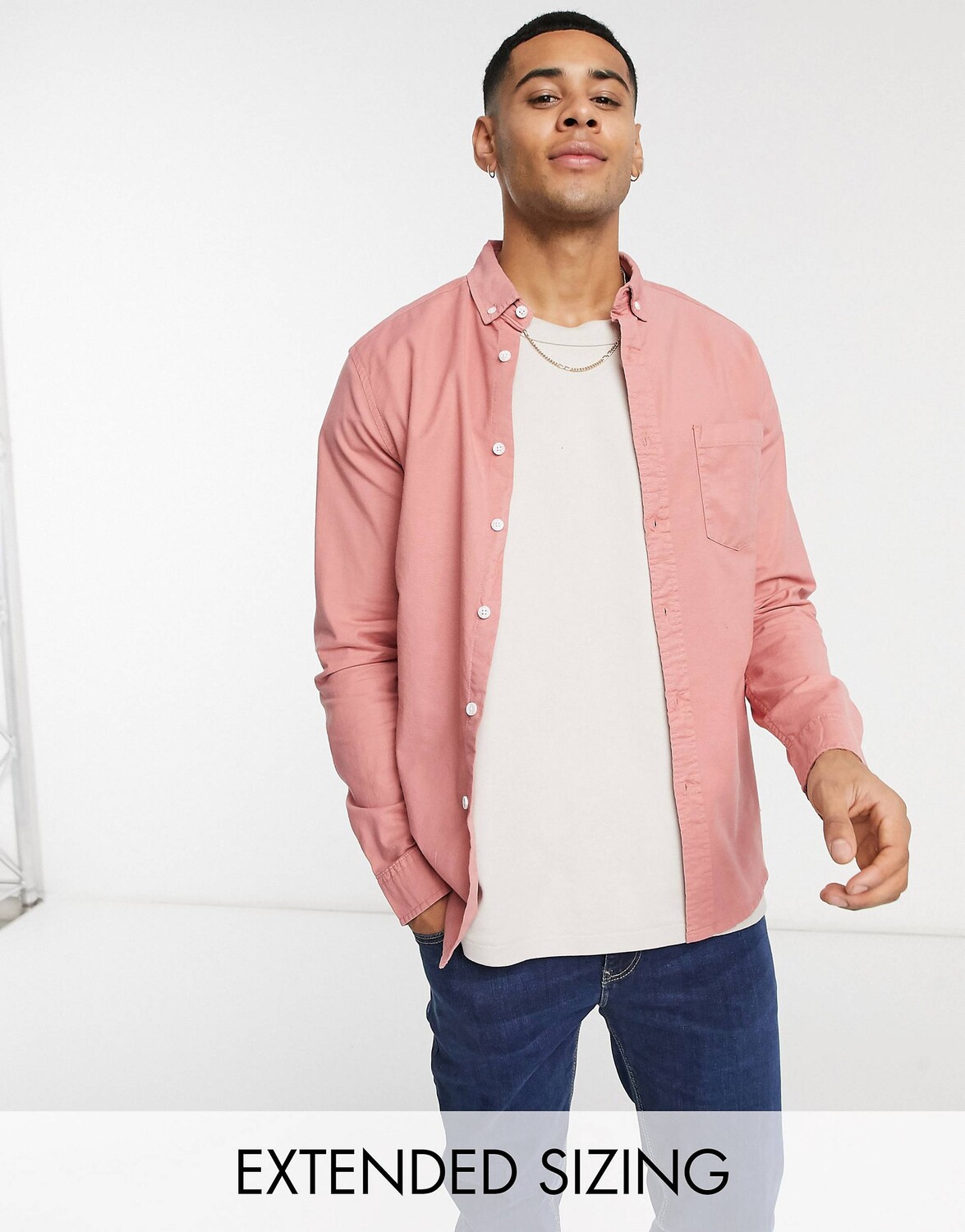 

Розовая приталенная оксфордская рубашка ASOS DESIGN