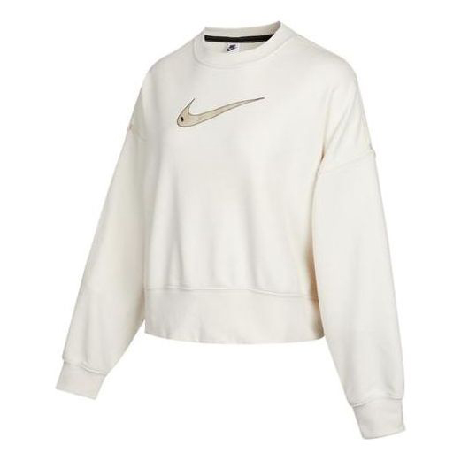 Толстовка (WMNS) Nike Sportswear Swoosh Logo Embroidered Hoodie DO7212-030, белый fashion ladies striped sweater fall winter o neck long sleeve top loose knit pullover patchwork round neck mid length clothing