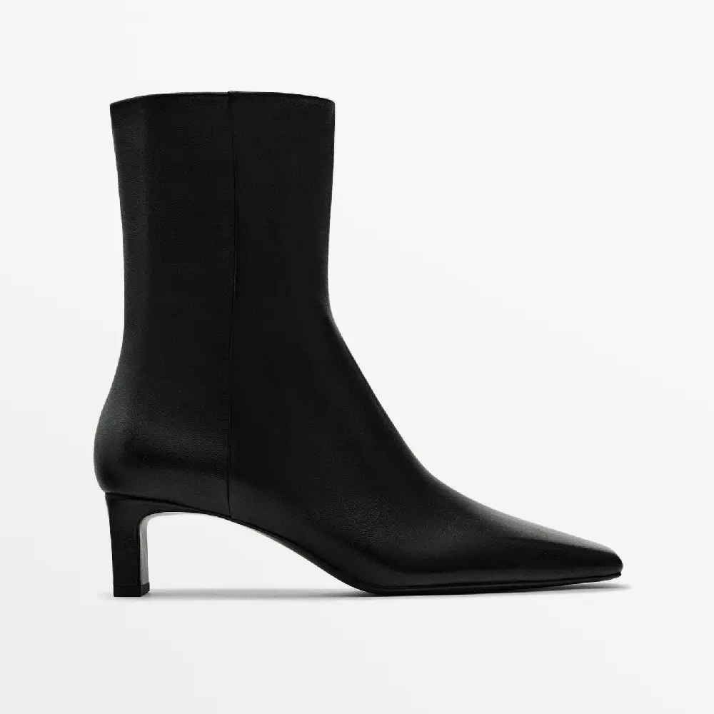 

Ботильоны Massimo Dutti Leather Heeled Ankle, черный