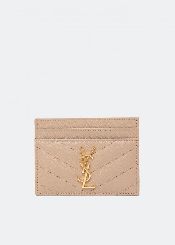 

Картхолдер SAINT LAURENT Monogram card case, бежевый