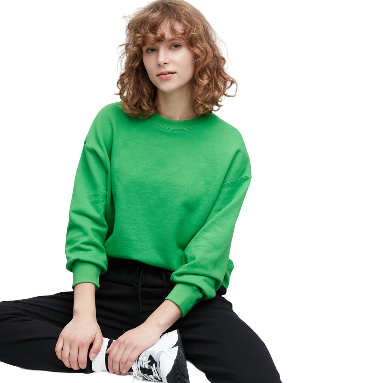 

Свитшот Uniqlo Cotton Crew Neck, зеленый
