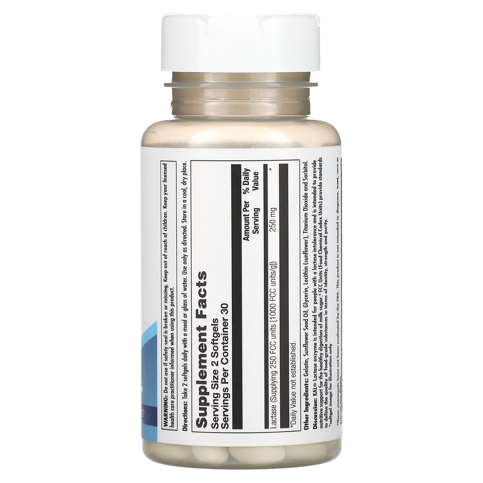 KAL, Фермент лактаза, 125 мг, 60 мягких капсул