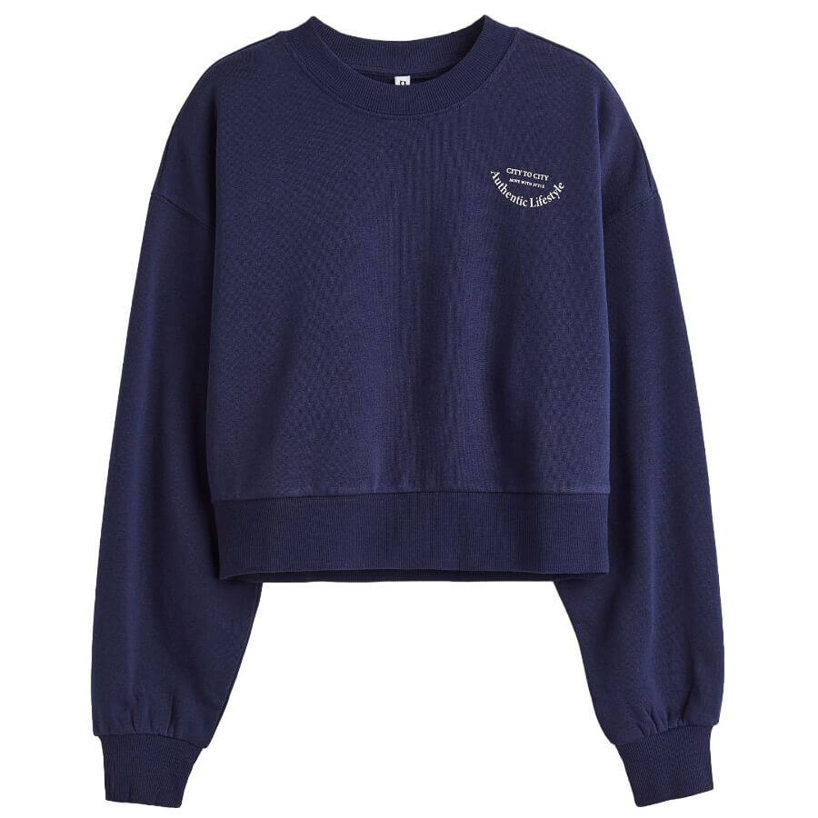 

Свитшот H&M Short Authentic Lifestyle, темно-синий