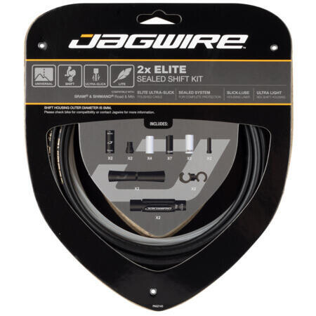 

Комплект тросов переключения передач Jagwire 2X Elite, черный / черный / черный