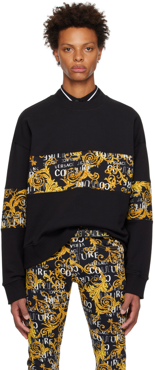 

Черно-желтая толстовка со вставками Versace Jeans Couture, Черный