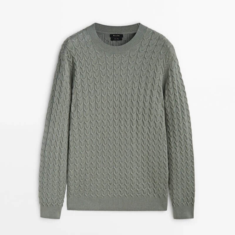 

Свитер Massimo Dutti Cable Knit, зеленый