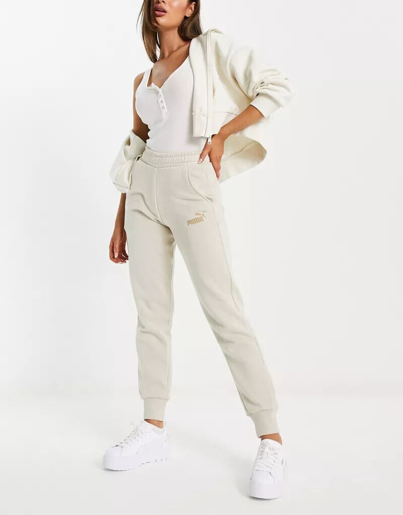 

Белые джоггеры с логотипом PUMA Essentials