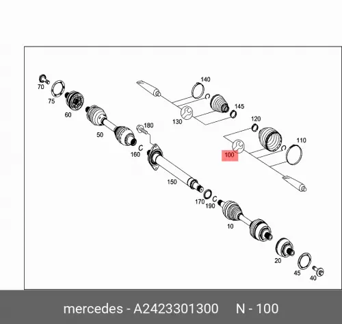 Комплект ремонтный полуоси / rs manschette A2423301300 MERCEDES-BENZ весло на рулевое колесо 2 шт автоматическая замена удлинитель переключения крышка для mercedes benz a b c e gle class w176 w205 w246 c117 w218