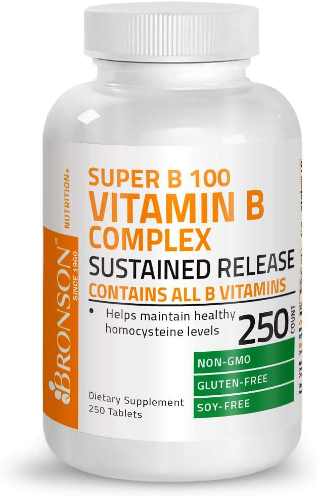 Витамины группы B Bronson Super B Vitamin B Complex, 250 таблеток applied nutrition vitamin b complex 90 tablets