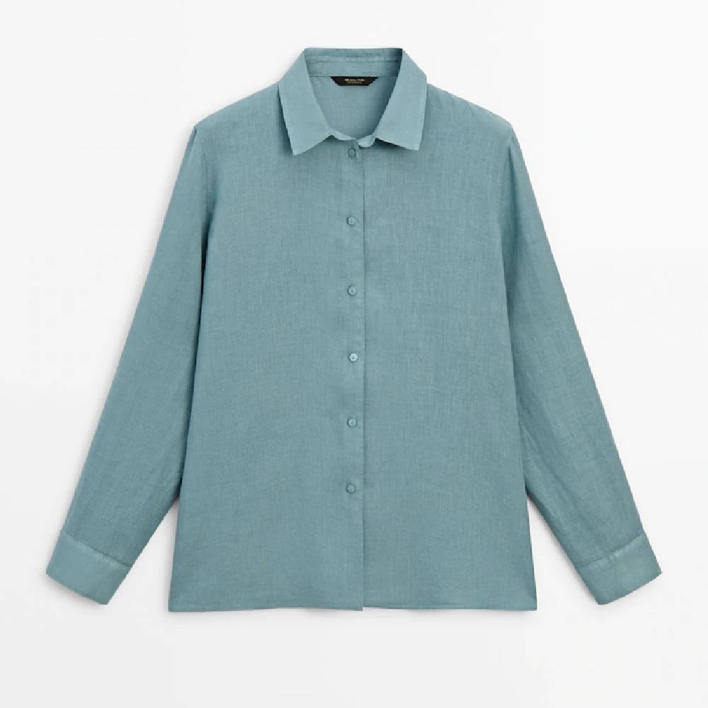 цена Рубашка Massimo Dutti Linen, зеленый
