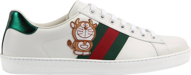 Кроссовки Doraemon x Gucci Ace Ivory Devil Patch, слоновая кость - фото