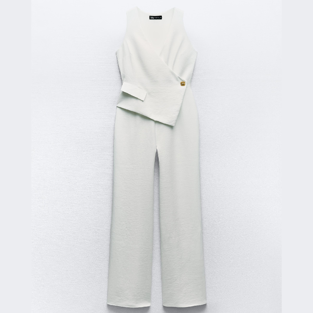 Комбинезон Zara With Asymmetric Waistcoat, светло-кремовый