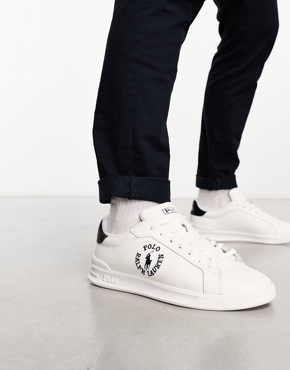 

Кроссовки Polo Ralph Lauren Heritage With Black Circle Logo, белый