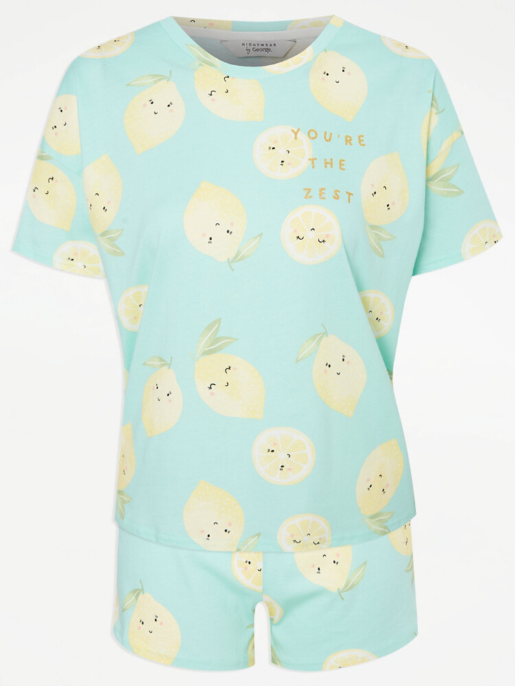 

Мятно-зеленая короткая пижама со смайликом Lemon George., зеленый