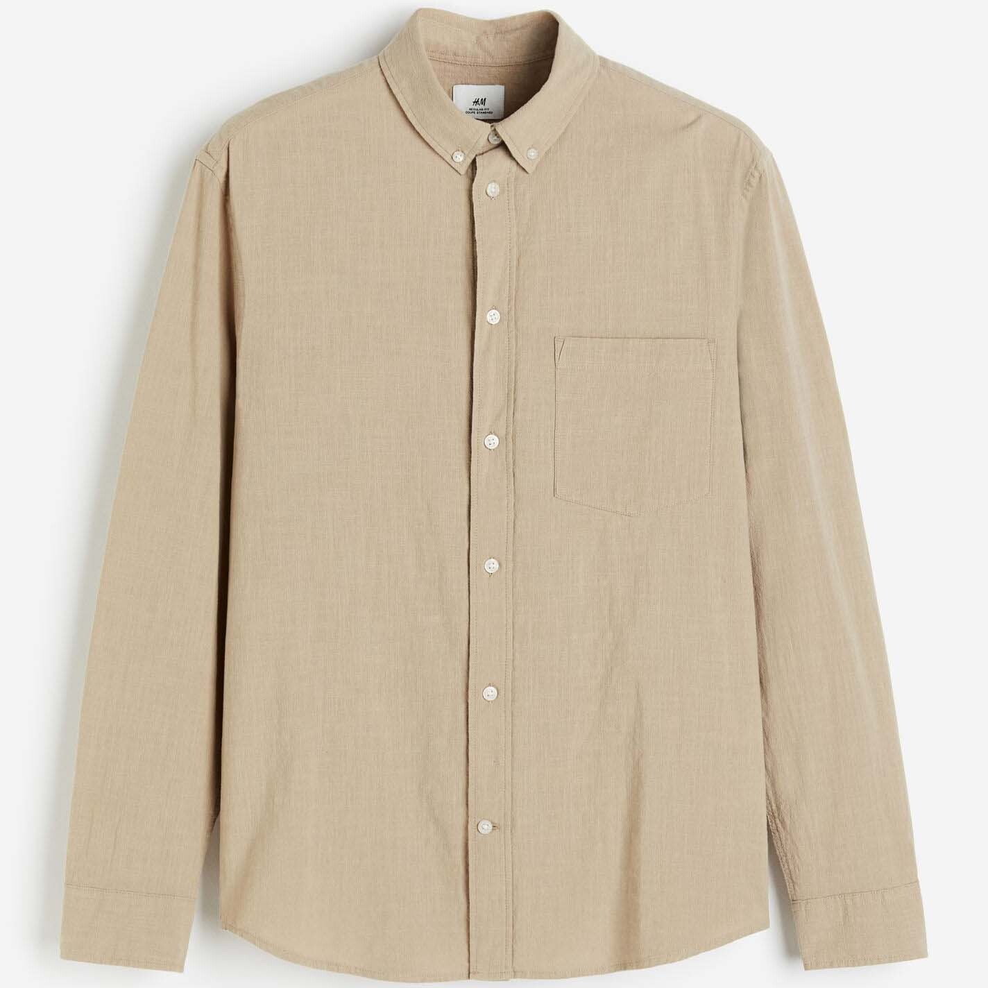 

Рубашка H&M Regular Fit Textured, бежевый