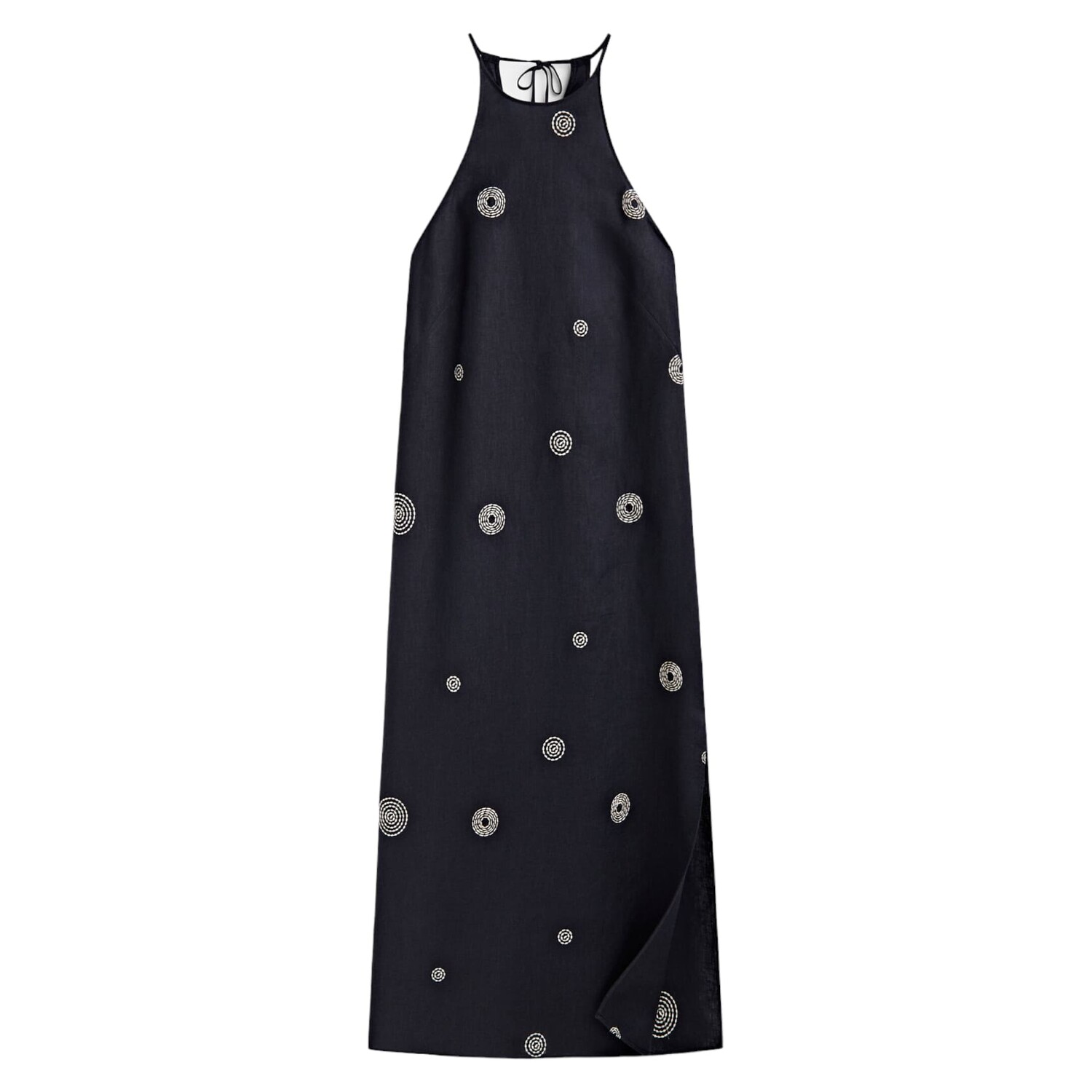 

Платье Massimo Dutti Linen Halter With Contrast Embroidery, черный