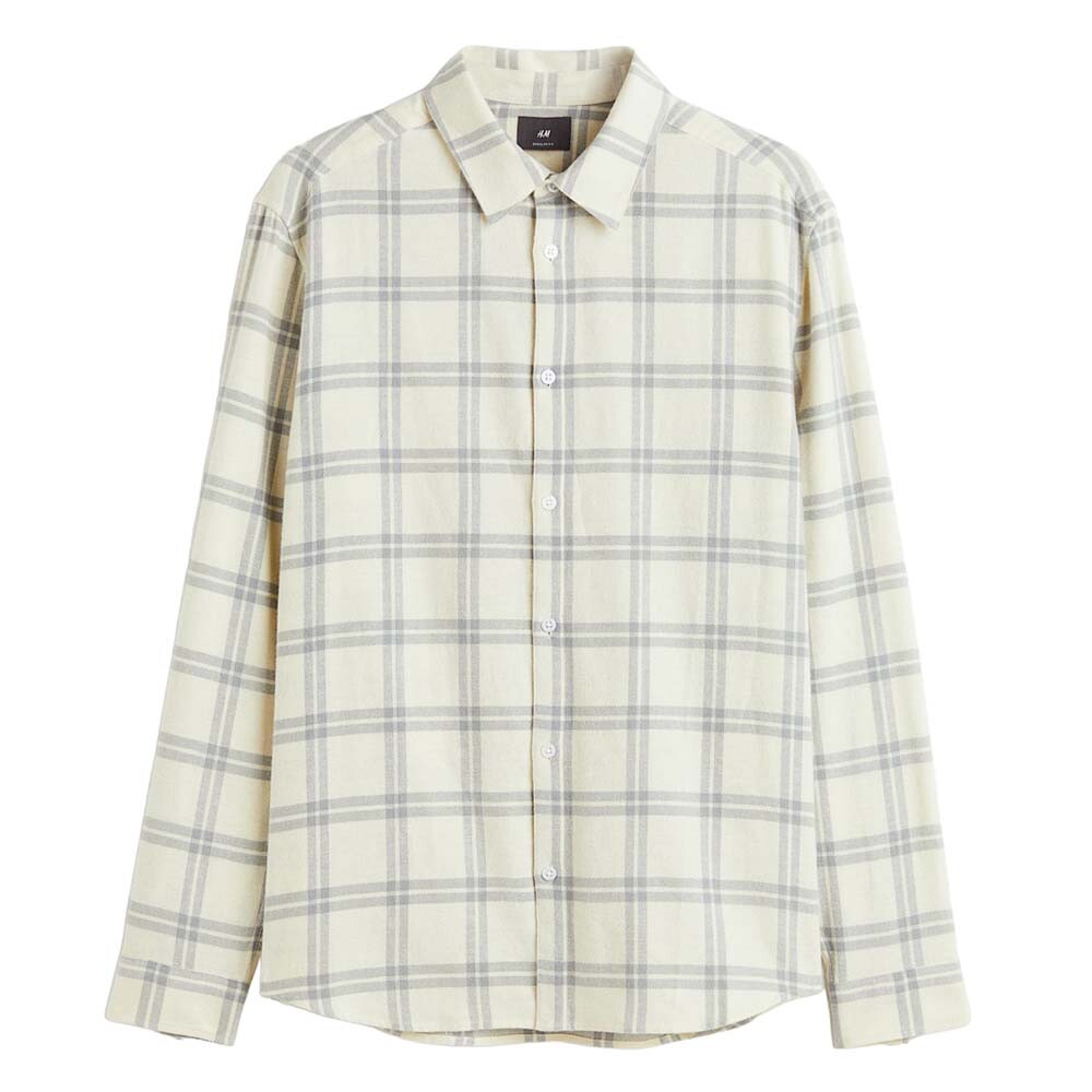 

Рубашка H&M Regular Fit Plaid, светло-бежевый/серый