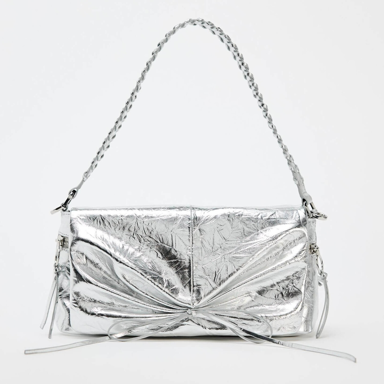 

Сумка Zara Metallic Gathered, серебристый