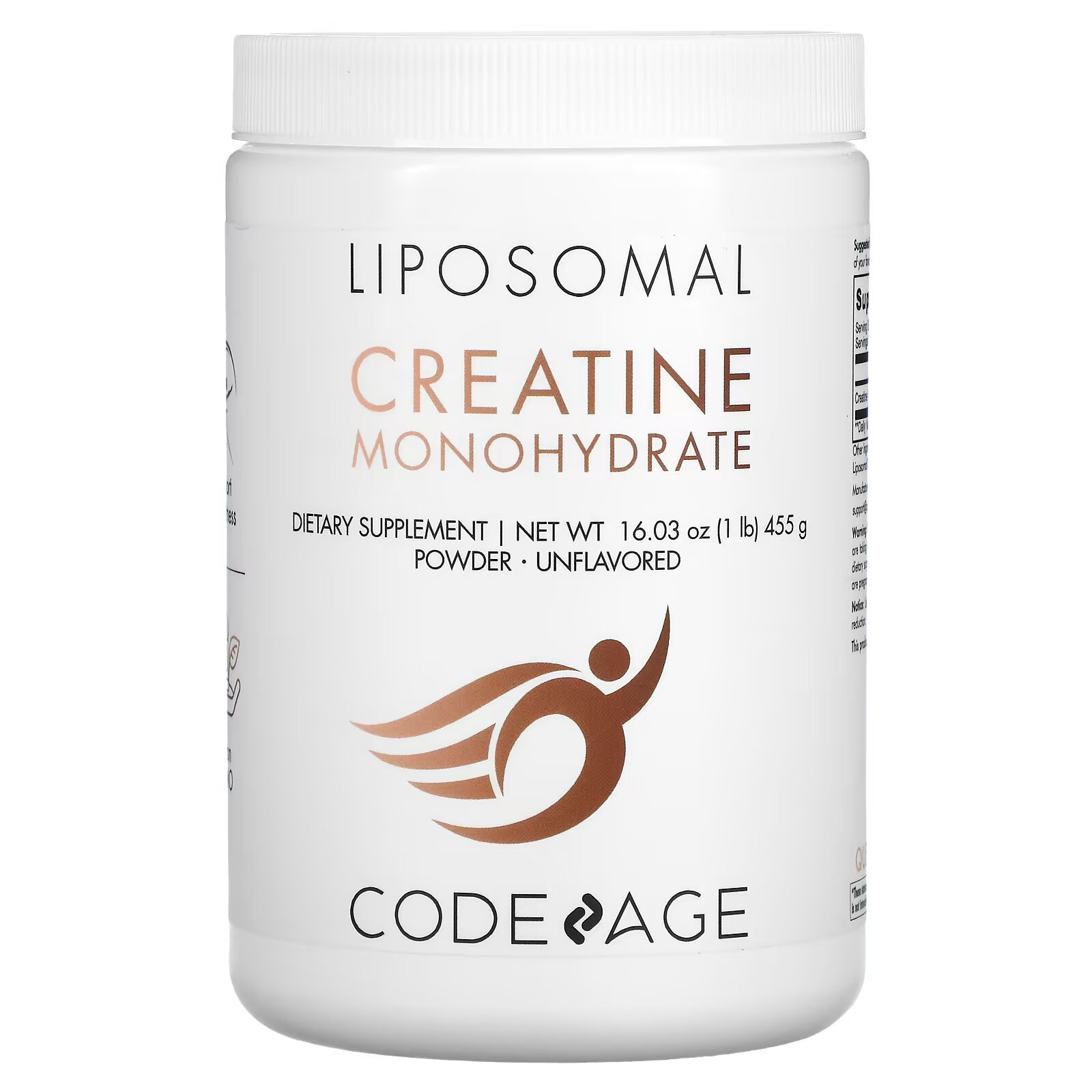 Codeage, Липосомальный моногидрат креатина, без добавок, 455 г (1 фунт) sprout living epic protein ваниль и лукума 455 г 1 фунт