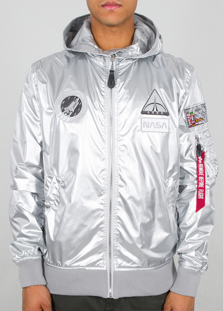

Куртка Alpha Industries MA-1 LW Hooded NASA, серебристая