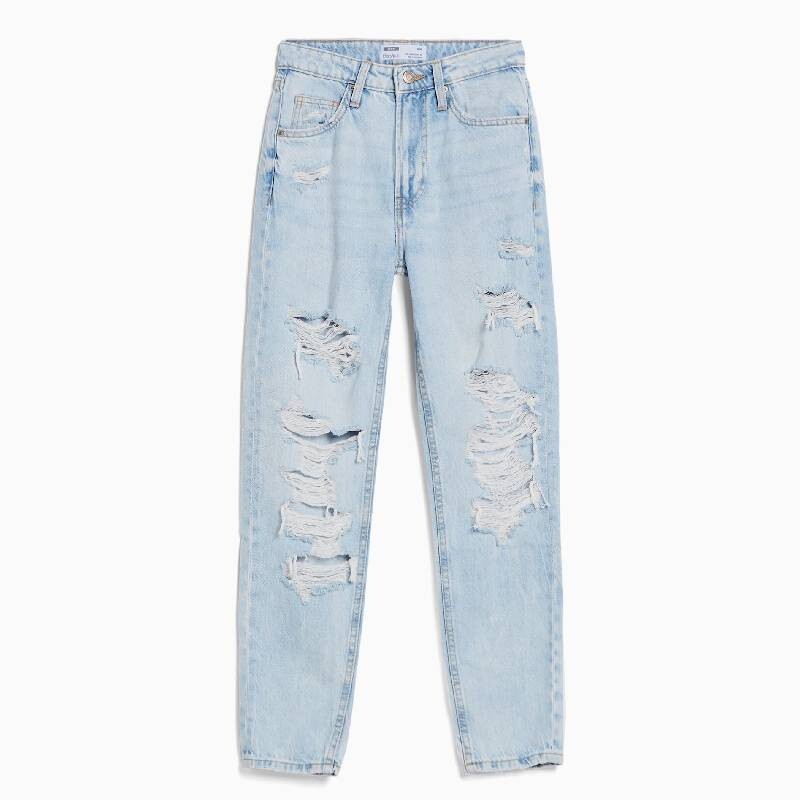 

Джинсы Bershka Ripped Mom, голубой