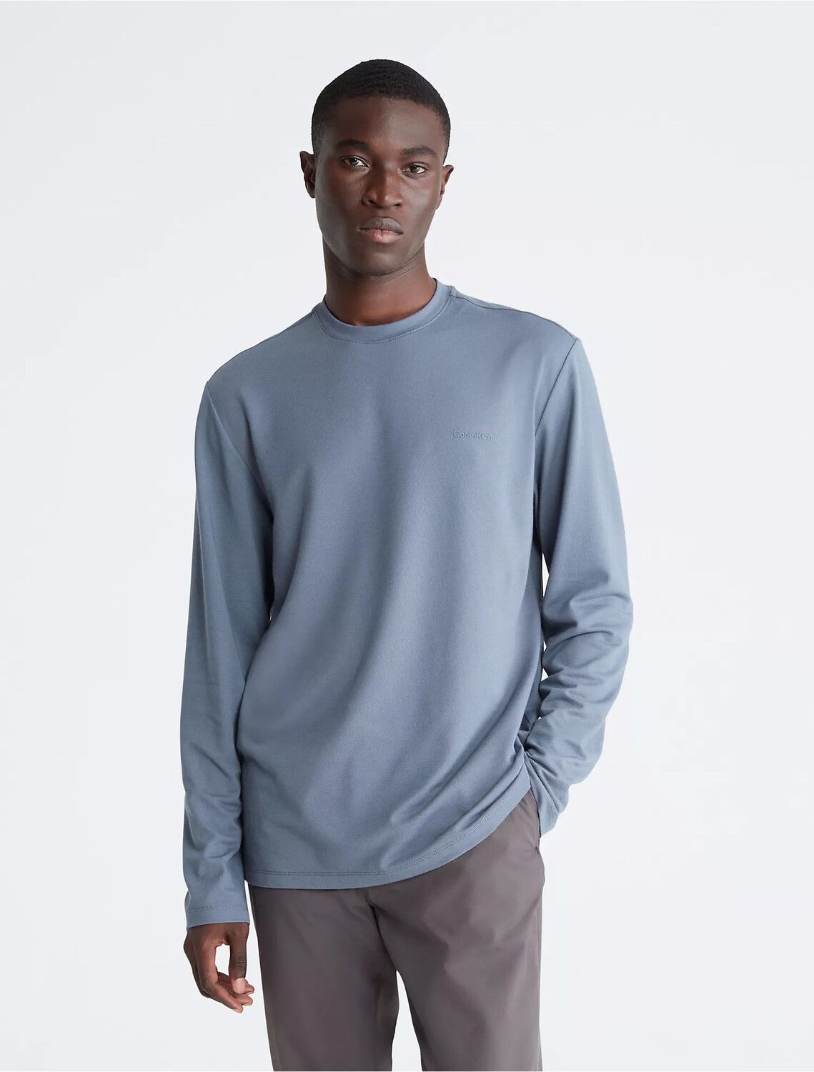 

Футболка Calvin Klein Long Sleeve Tech Pique, серо-синий
