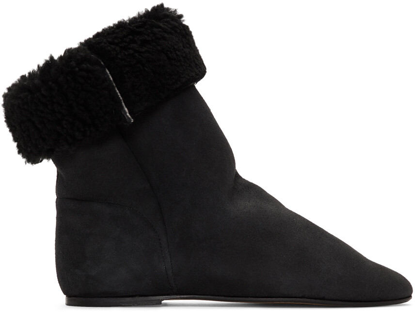 

Черные ботинки на резинке из овчины Isabel Marant