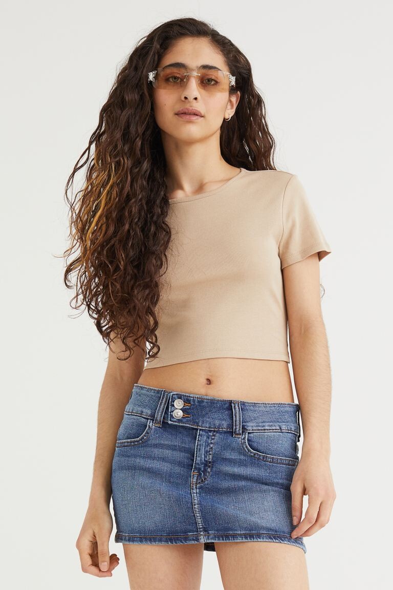 

Короткая футболка с галстуком H&M, бежевый