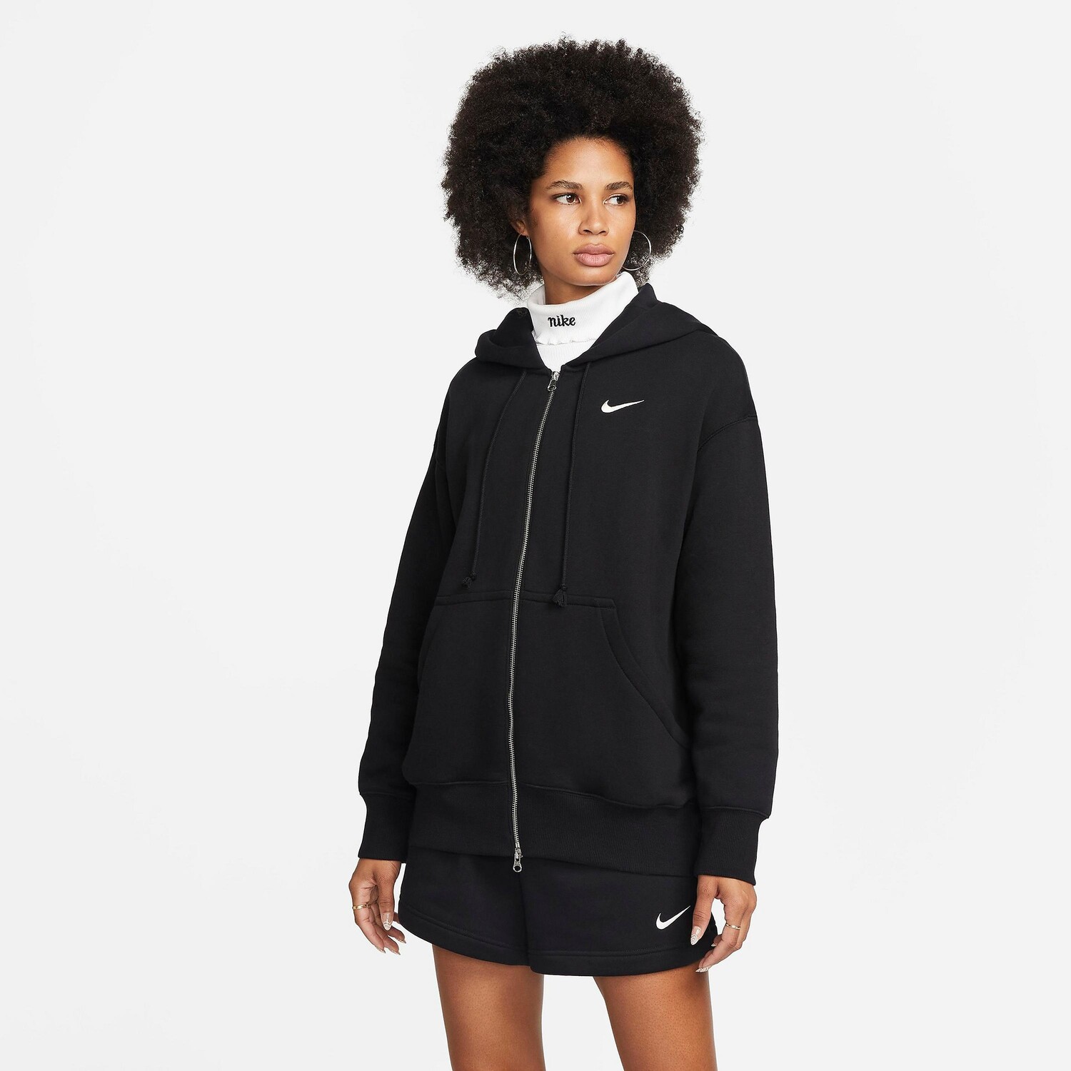 

Женская толстовка Nike Sportswear Phoenix Fleece Oversized с молнией во всю длину, черный