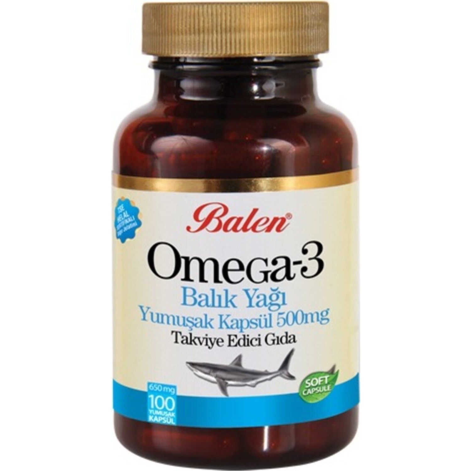 

Balen Omega 3 Fish Oil 100 Soft Capsules 650 Mg Halal Certified