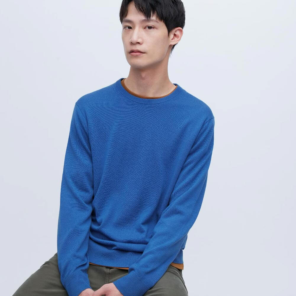 

Джемпер Uniqlo Extra Fine Merino Crew Neck,синий