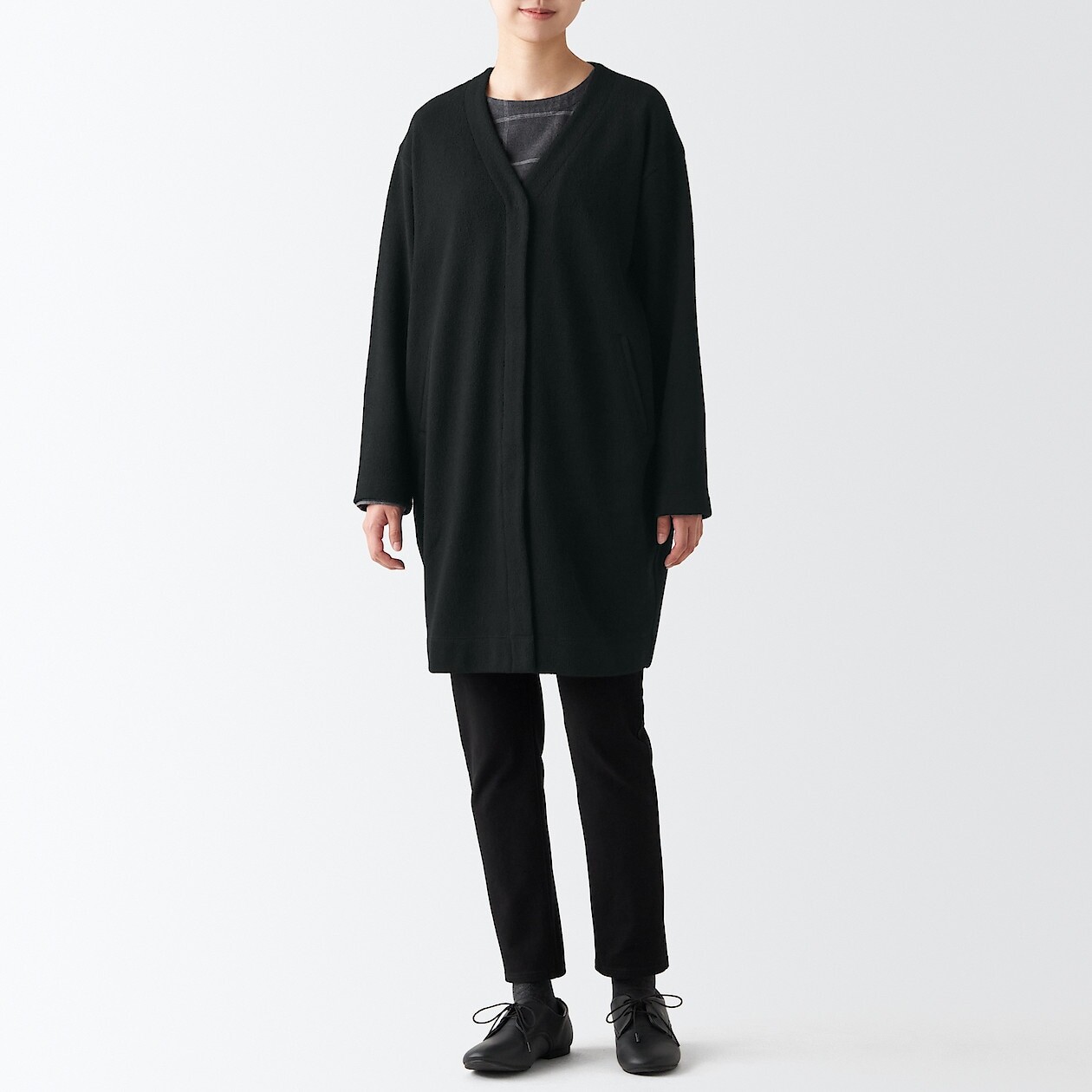 

Длинный кардиган вязки из флиса MUJI, черный