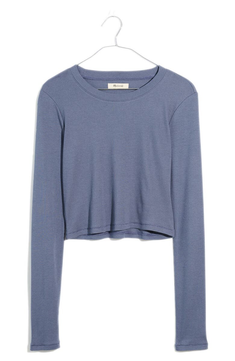 

Футболка Supercrop с круглым вырезом и длинными рукавами в мелкую рубчик MADEWELL