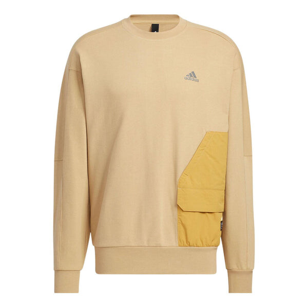 

Толстовка Men's adidas Logo Printing Pattern Splicing Round Neck Long Sleeves Khaki, хаки