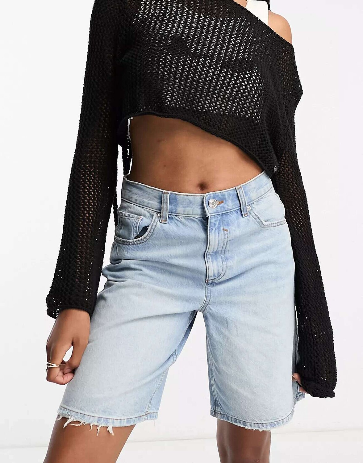

Светлые синие джинсовые шорты-бермуды ASOS DESIGN Tall